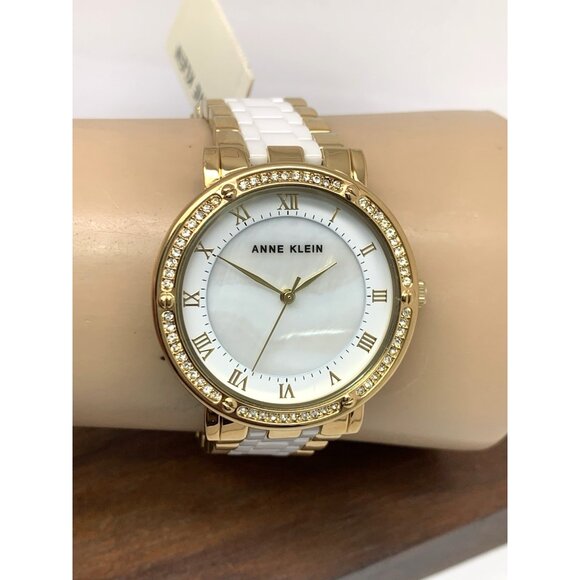 Anne Klein Women's Watch AK/3994 Quartz MOP Dial White Ceramic Gold Steel 36mm - Picture 11 of 14
